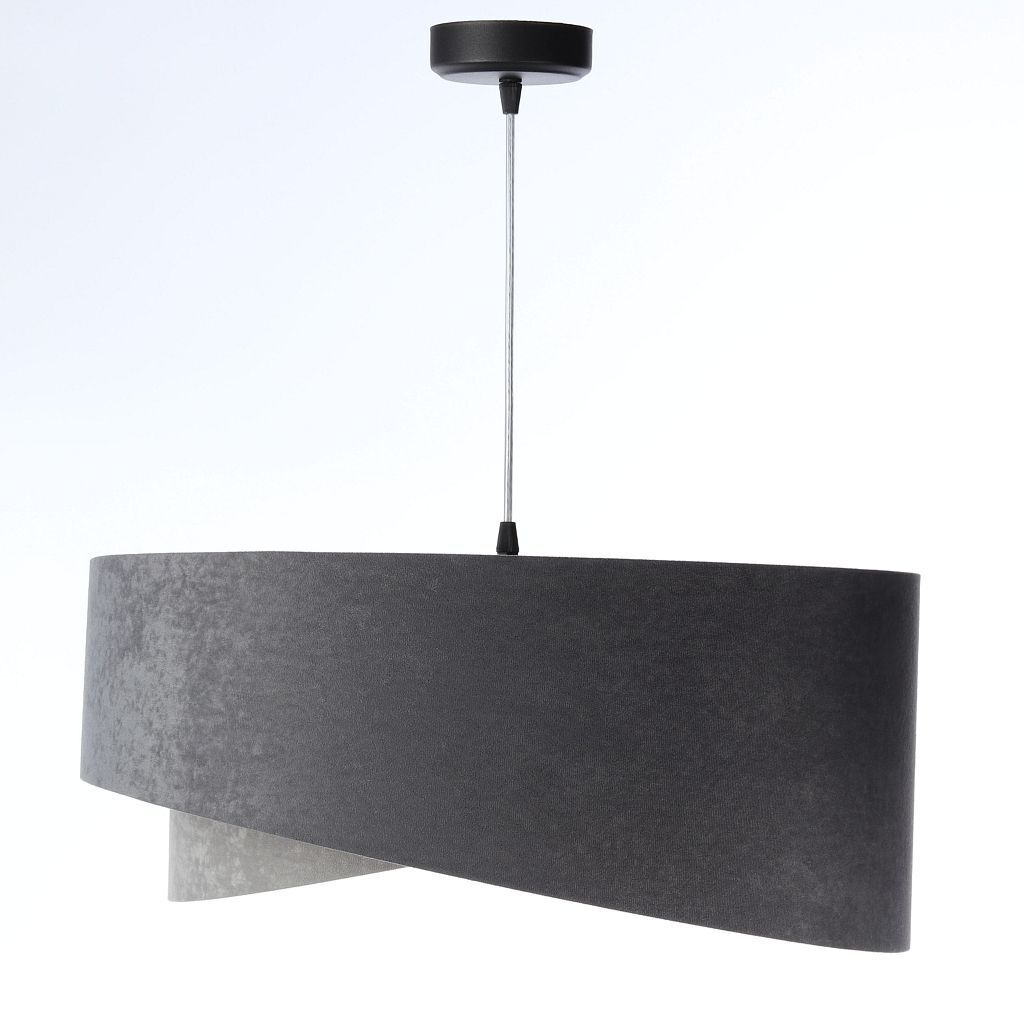 Pendelleuchte rund D: 50 cm Grau Gold E27 Stoffschirm