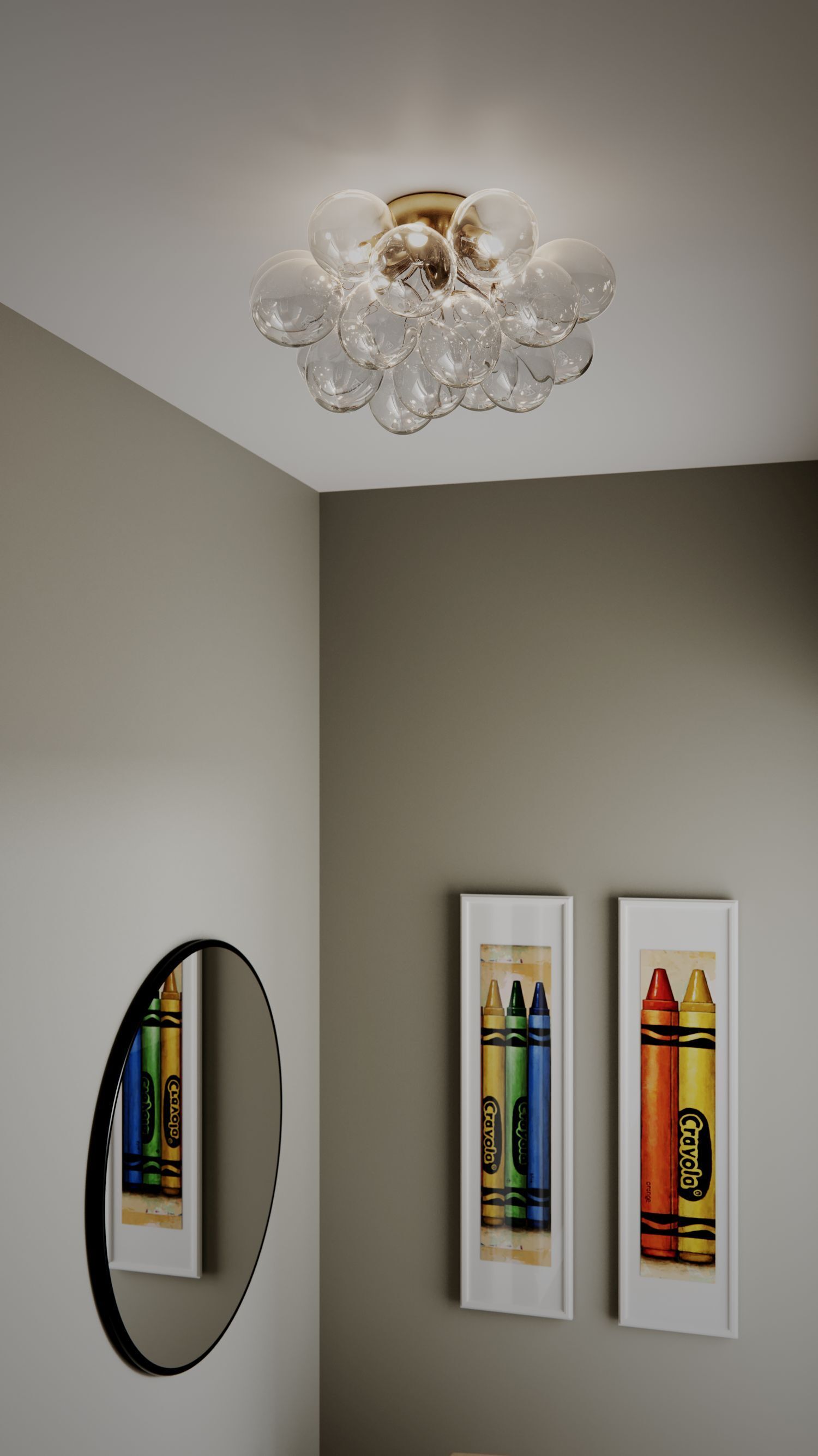 Deckenleuchte Glas Metall 50 cm breit in Gold Modern 6x G9 Leuchter, Lampe, Leuchte