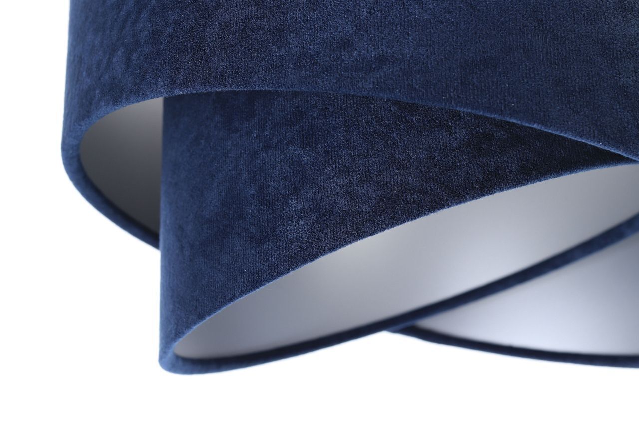 Hängeleuchte Stoff Velours Optik 3x E27 Weiß Blau Silber