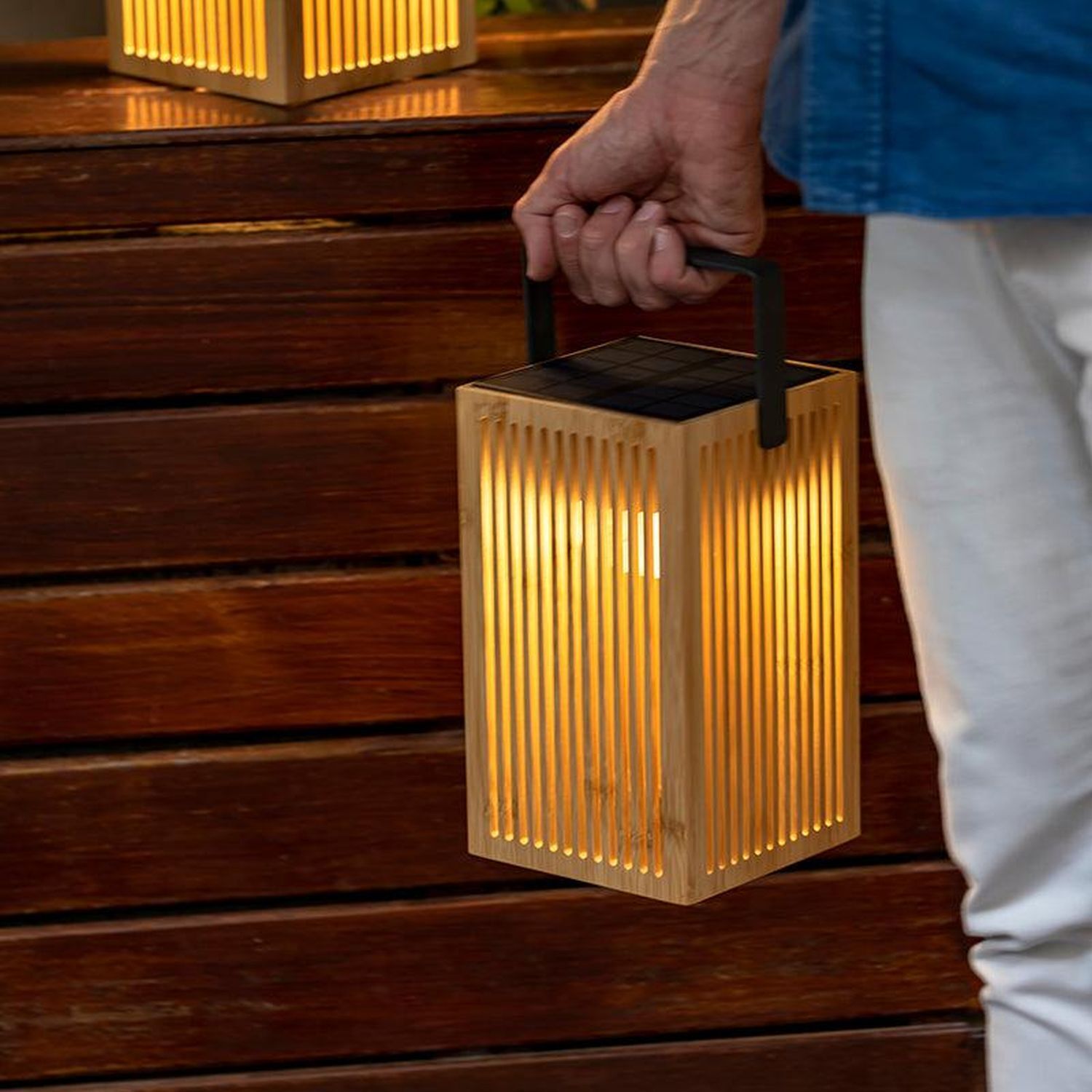 LED Tischleuchte Holz Metall 24 cm IP54 2700K kabellos Outdoor