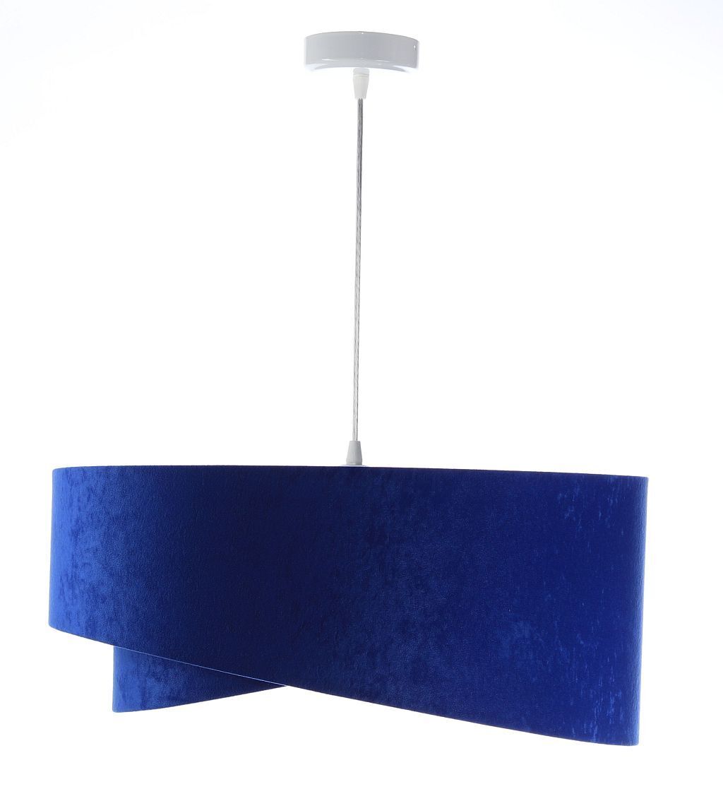 Pendelleuchte E27 rund Ø 50 cm Blau Gold Stoff Velours Optik
