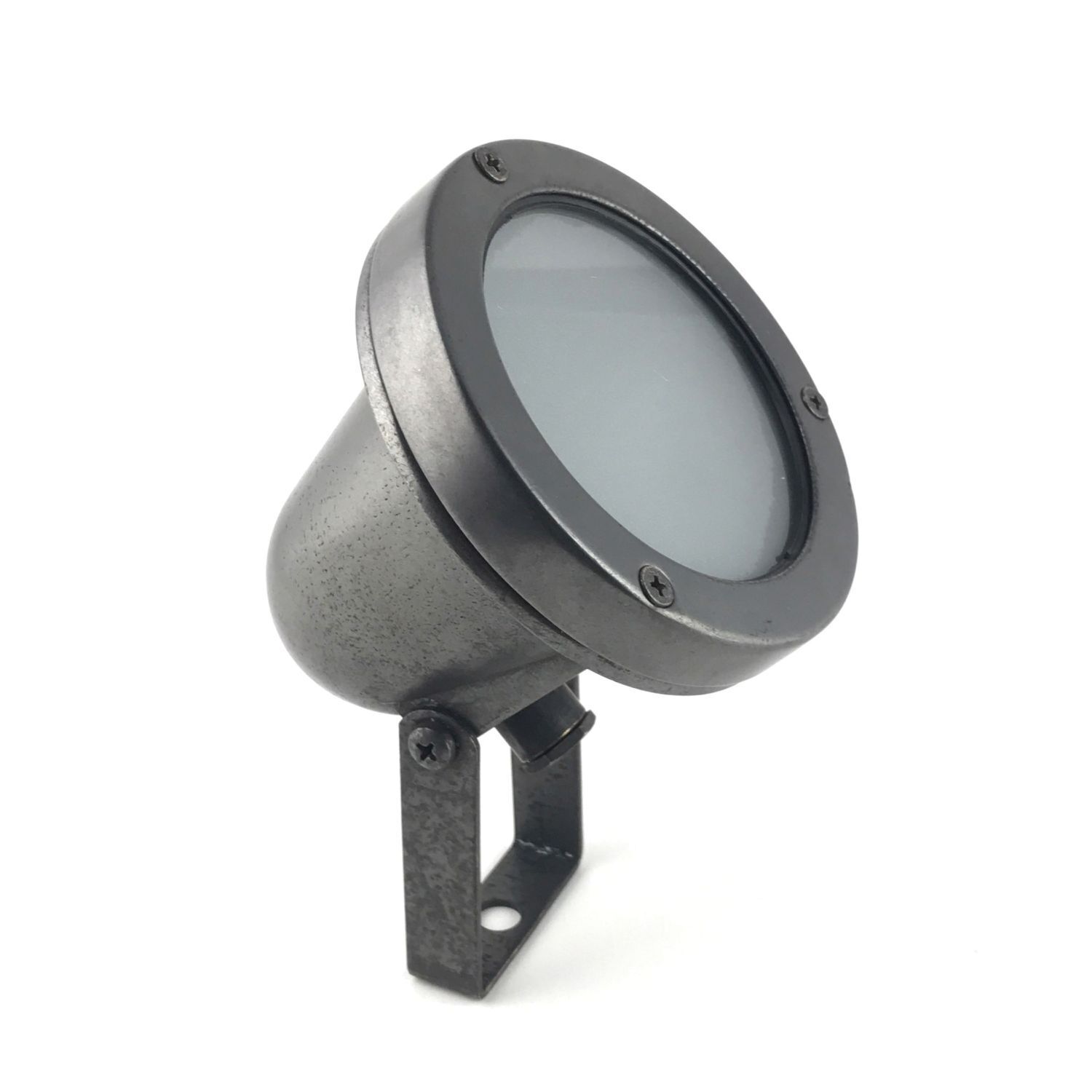 Außenleuchte Boden schwenkbar Messing Glas IP64 Schwarz antik