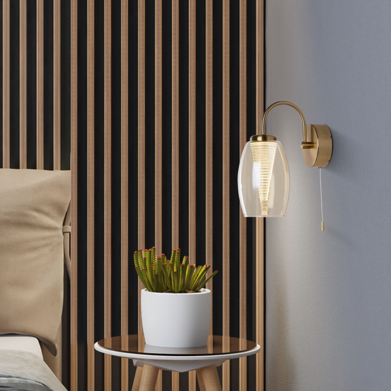 Wandleuchte LED in Bronze Champagner 3000 K mit Schalter