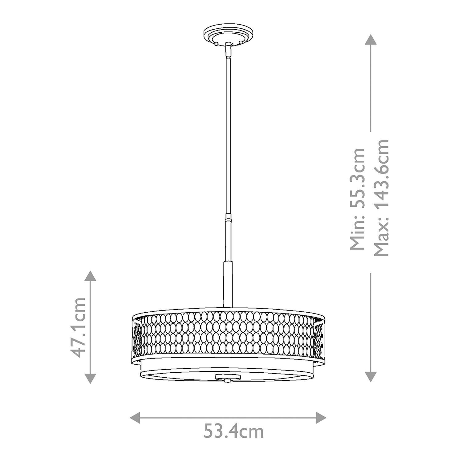 Hängelampe rund Ø 53,4 cm höhenverstellbar blendarm