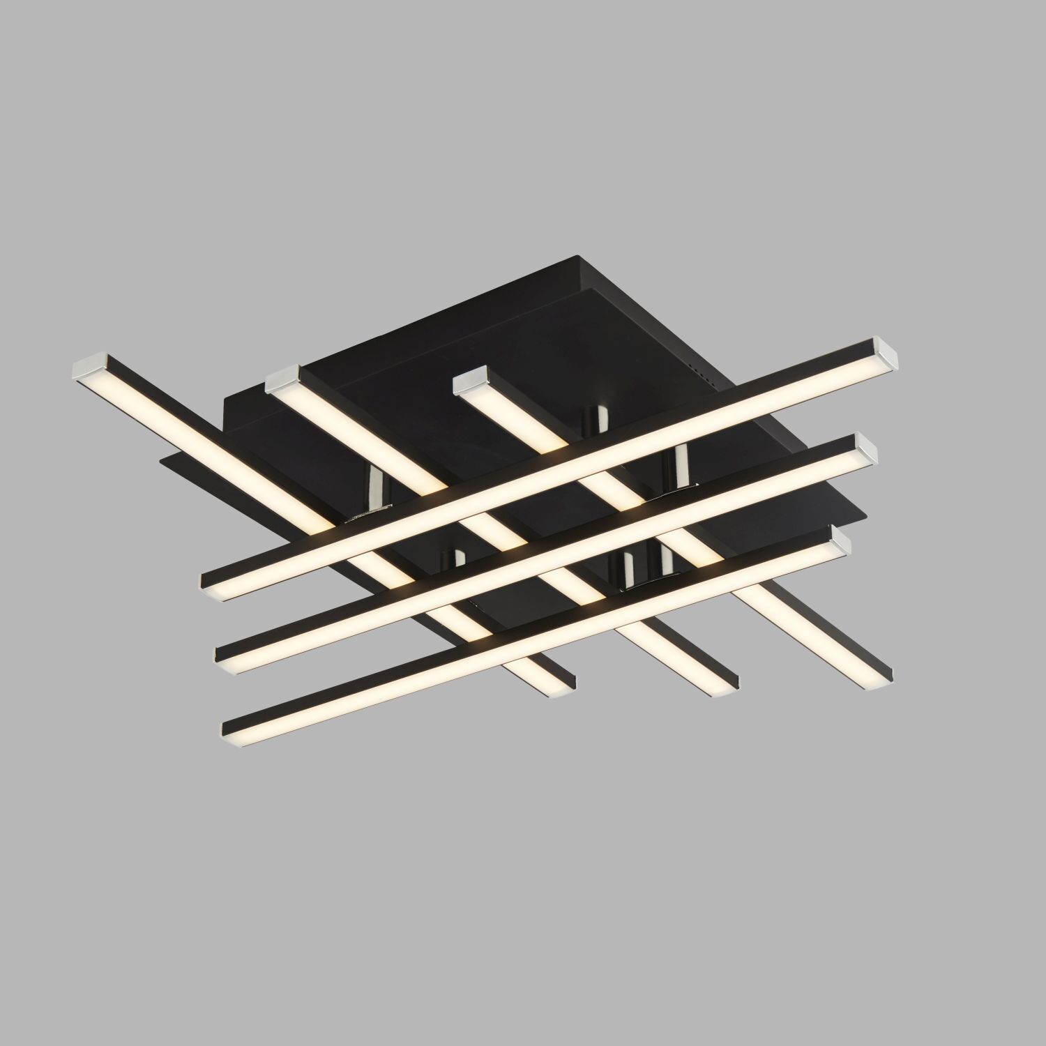 LED Deckenleuchte Metall B: 45,5 cm Schwarz Chrom 3000 K