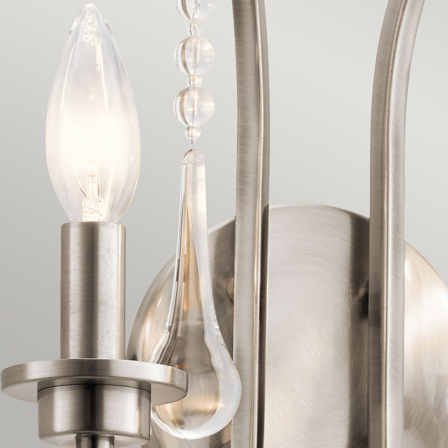 Wandleuchte Metall E14 38,1 cm hoch in Zinn 2-flammig