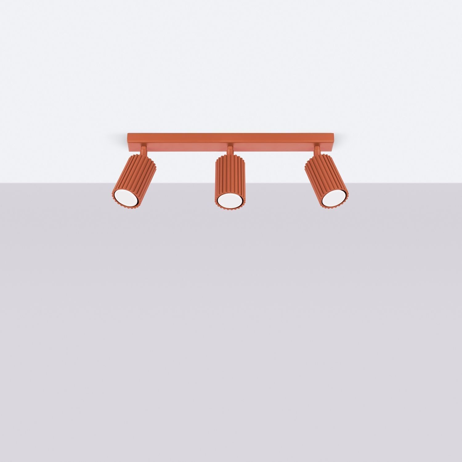 Deckenlampe 3-flammig B: 45 cm klein GU10 Rot aus Aluminium