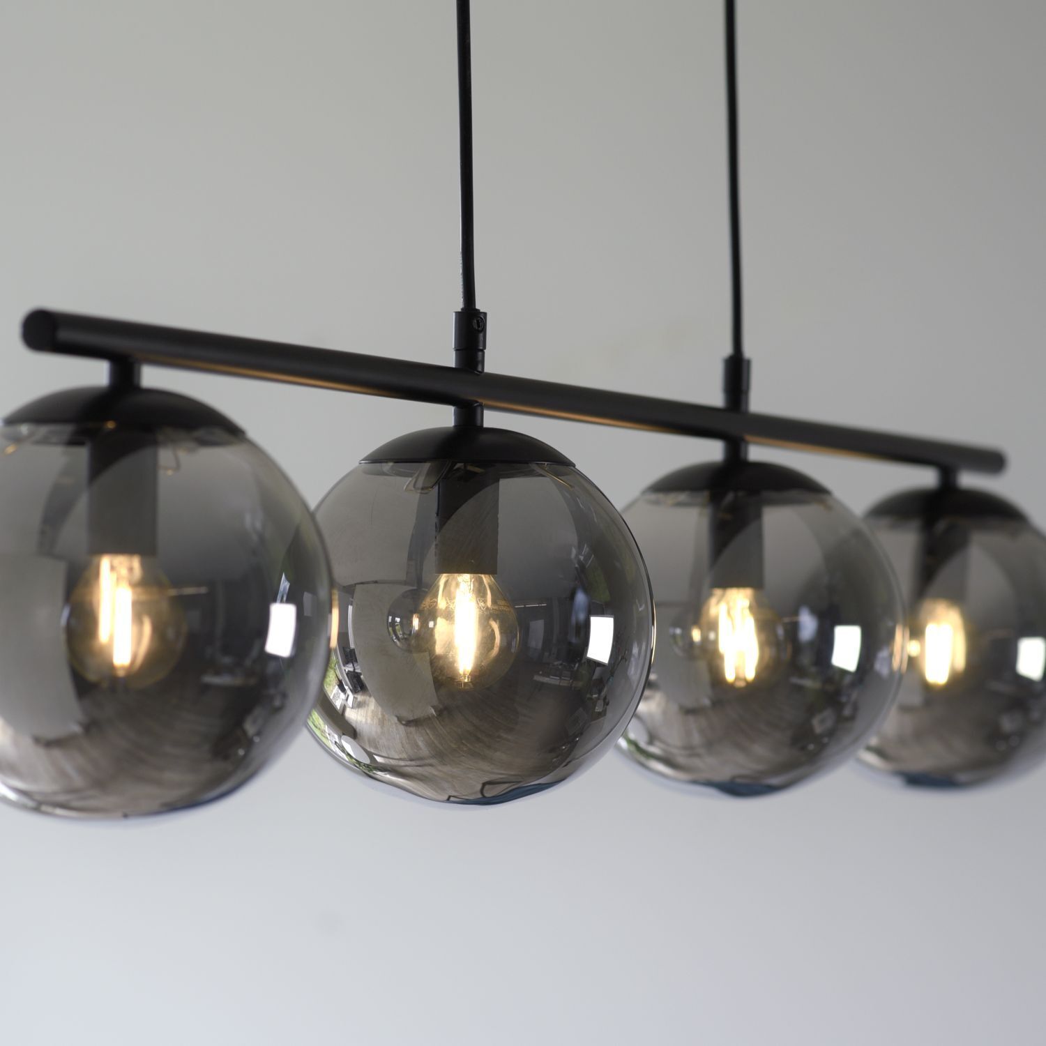 Längliche Pendelleuchte Rauchglas 100 cm E14 wohnlich