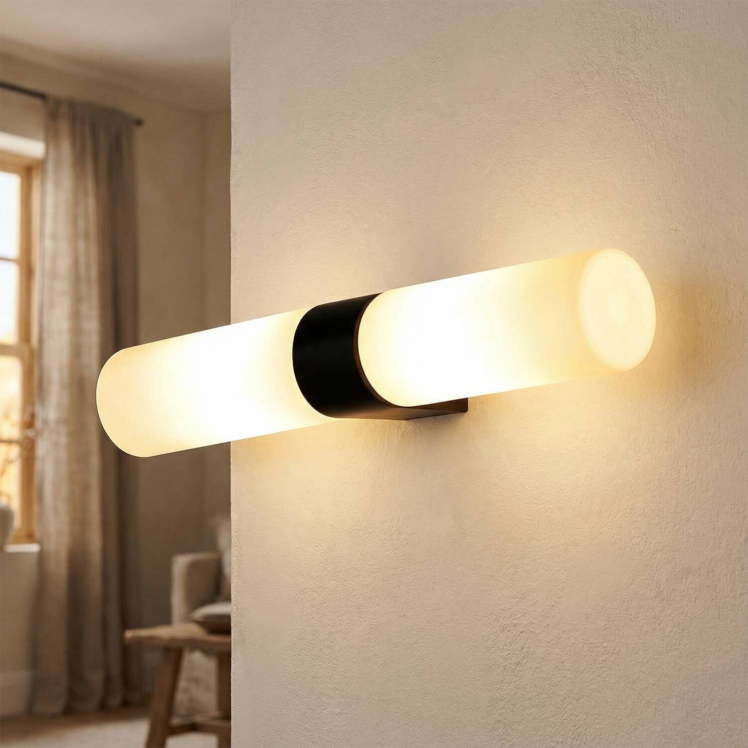 Schwarze Up Down Wandlampe blendarm G9 IP44 H:29,5 cm