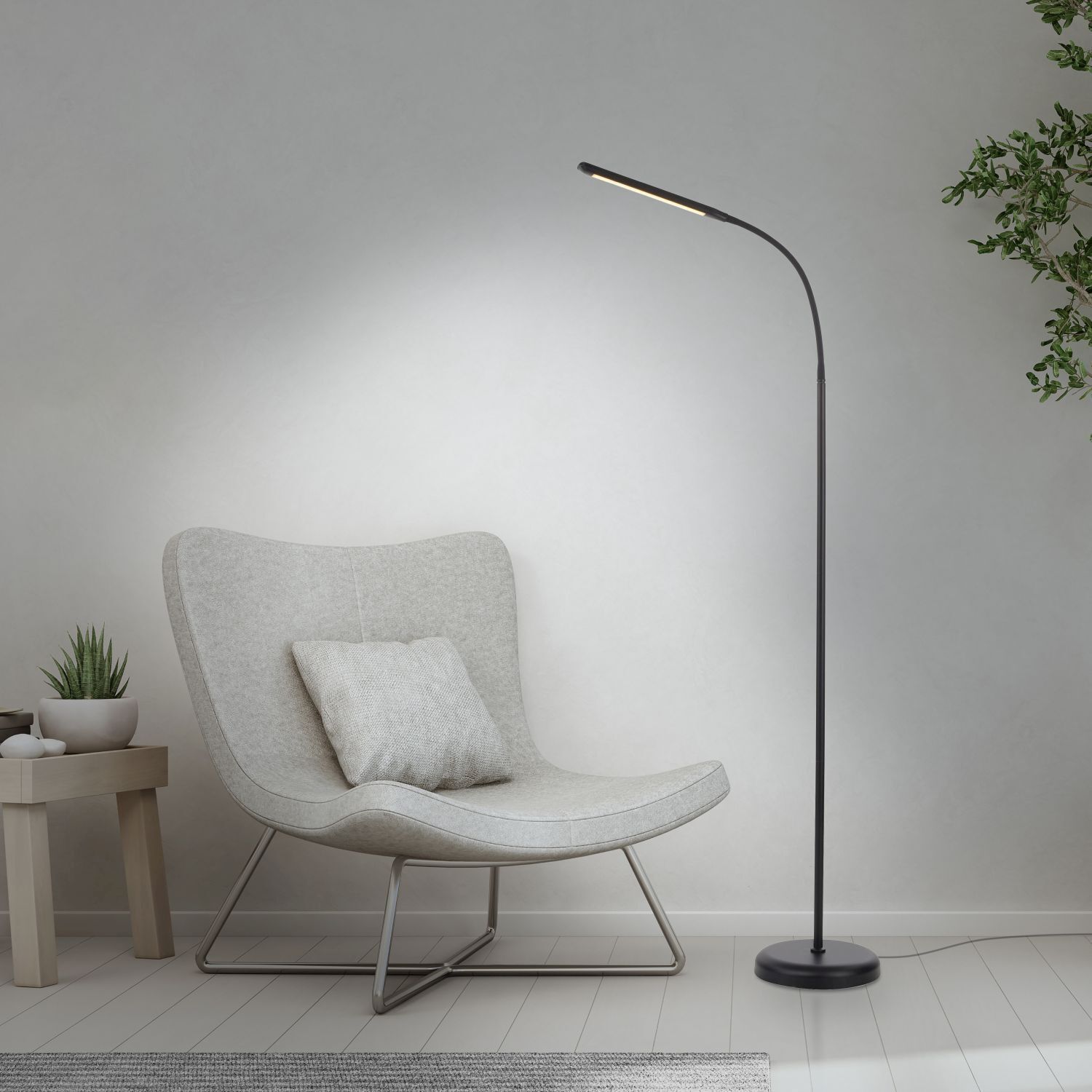 LED Stehleuchte Metall Schwarz Touch 125 cm verstellbar Lampe, Stehlampe, Mobiliar, Stuhl