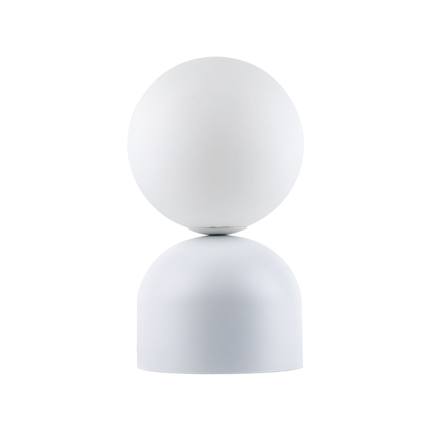 Tischleuchte Kugelschirm H: 21 cm klein Weiß Metall Glas G9