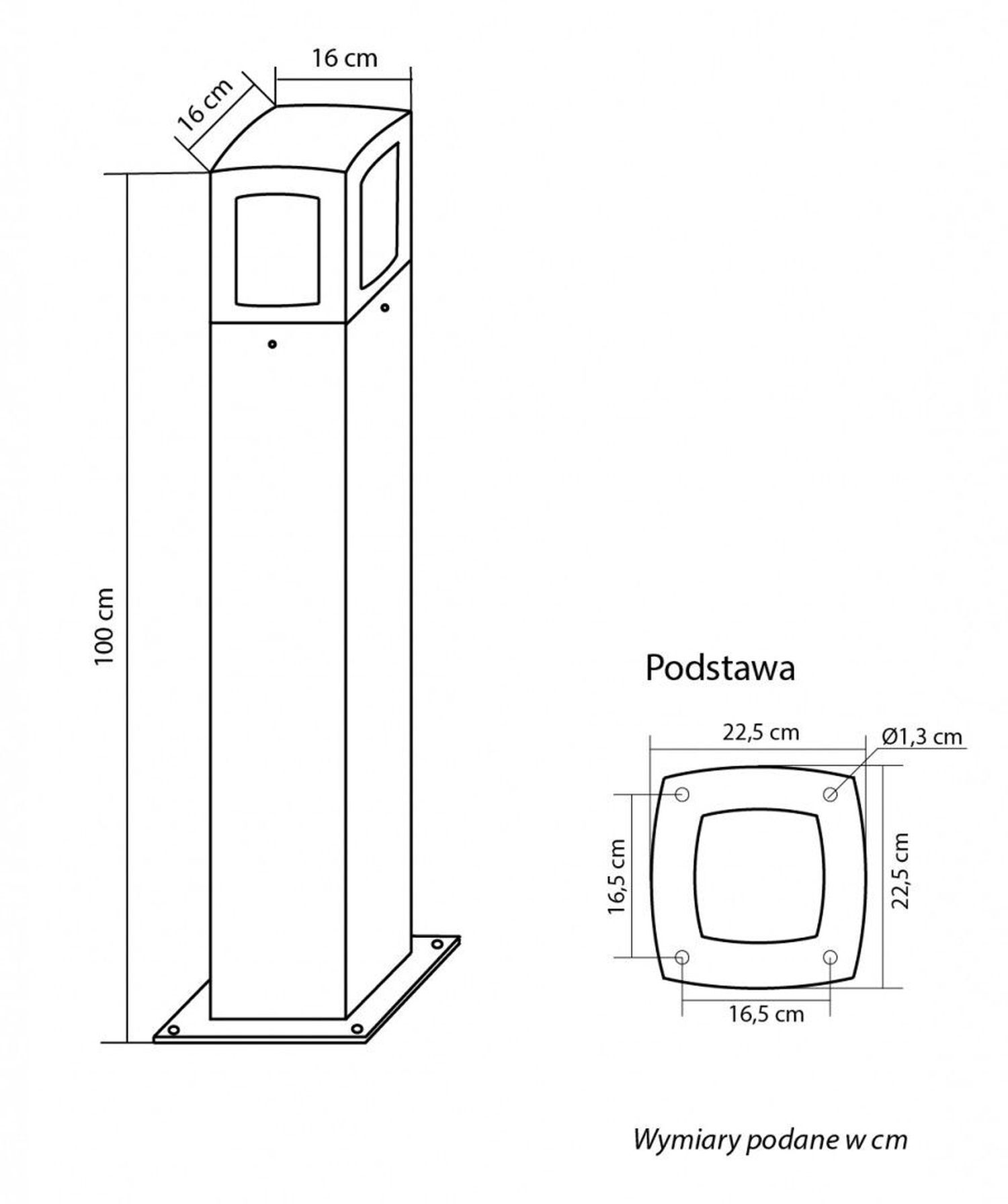 Kleine Wegeleuchte Dunkelgrau Aluminium E27 IP65 100 cm