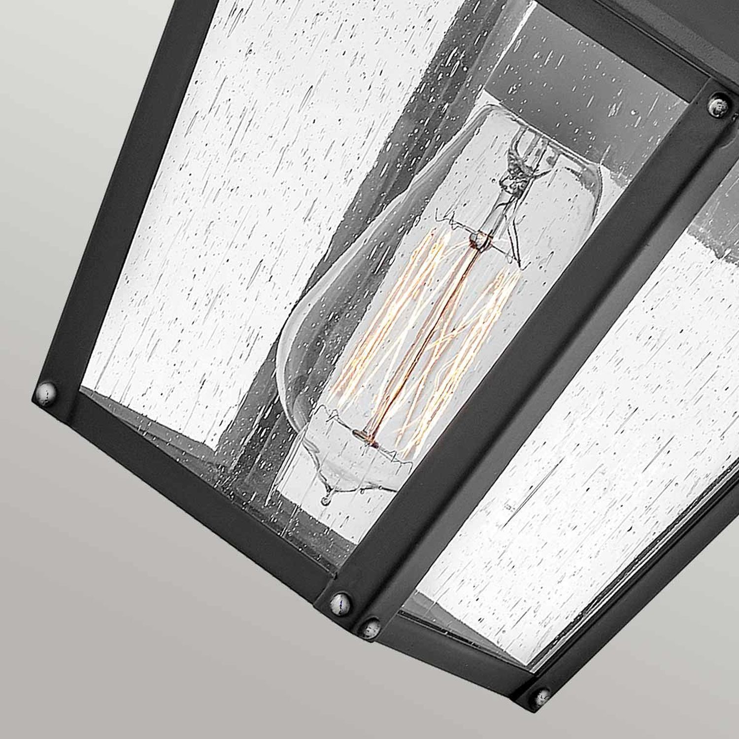 Außenlampe Wand IP44 35,1 cm hoch Schwarz E27 Rustikal Lampen, Hängelampe, Glühbirne, Metallrahmen, Glas