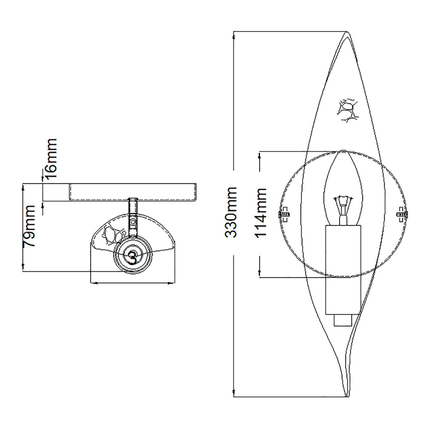 Wandleuchte Schwarz Gold 33 cm hoch für E14 IZORA Diagramm, Handlung, CAD-Diagramm