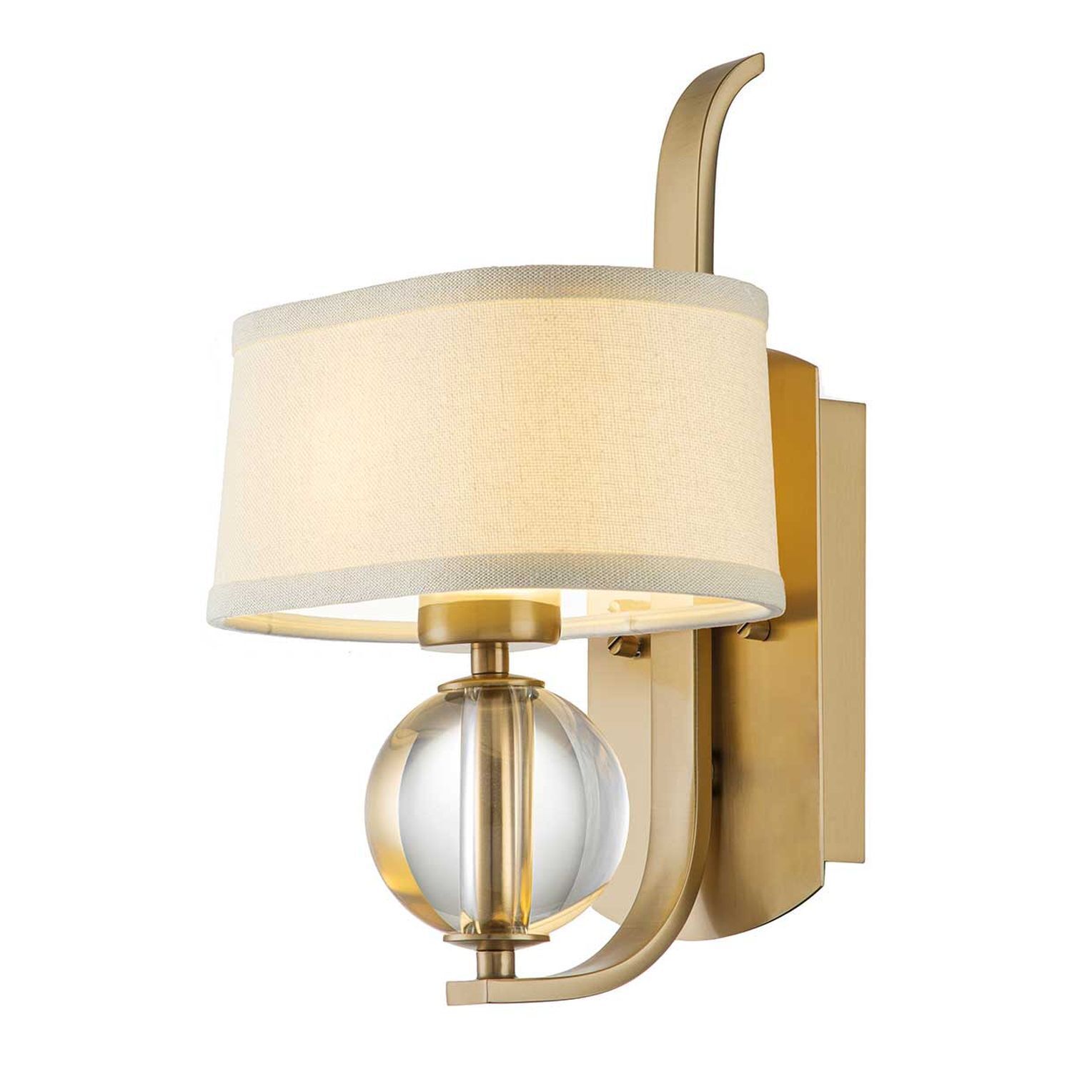 Wandlampe mit LED G9 in Messing Creme Stoffschirm