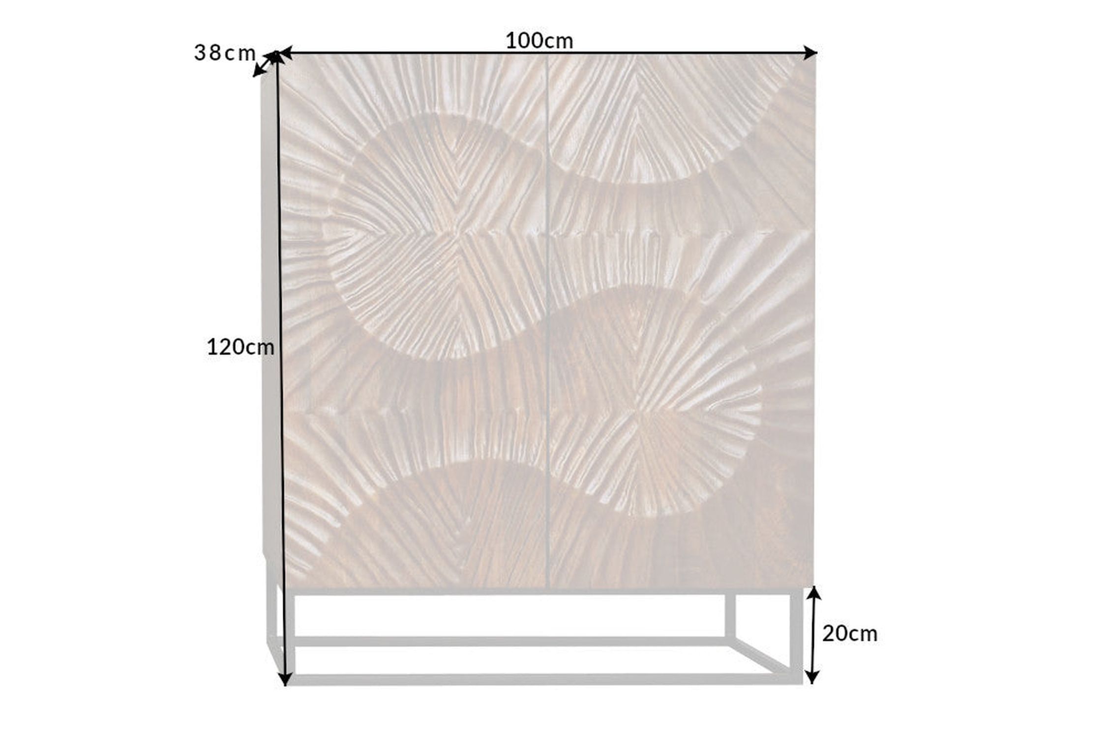 Highboard Holz Metall 100 x 120 cm Handarbeit dekorativ Highboard Holz Metall 100 x 120 cm Handarbeit dekorativ