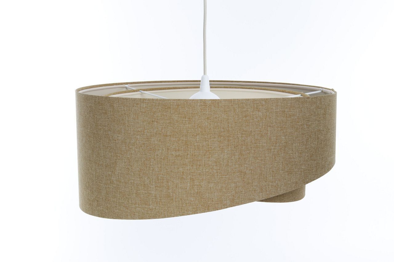 Hängelampe E27 Stoffschirm Ø 40 cm in Beige Boho wohnlich