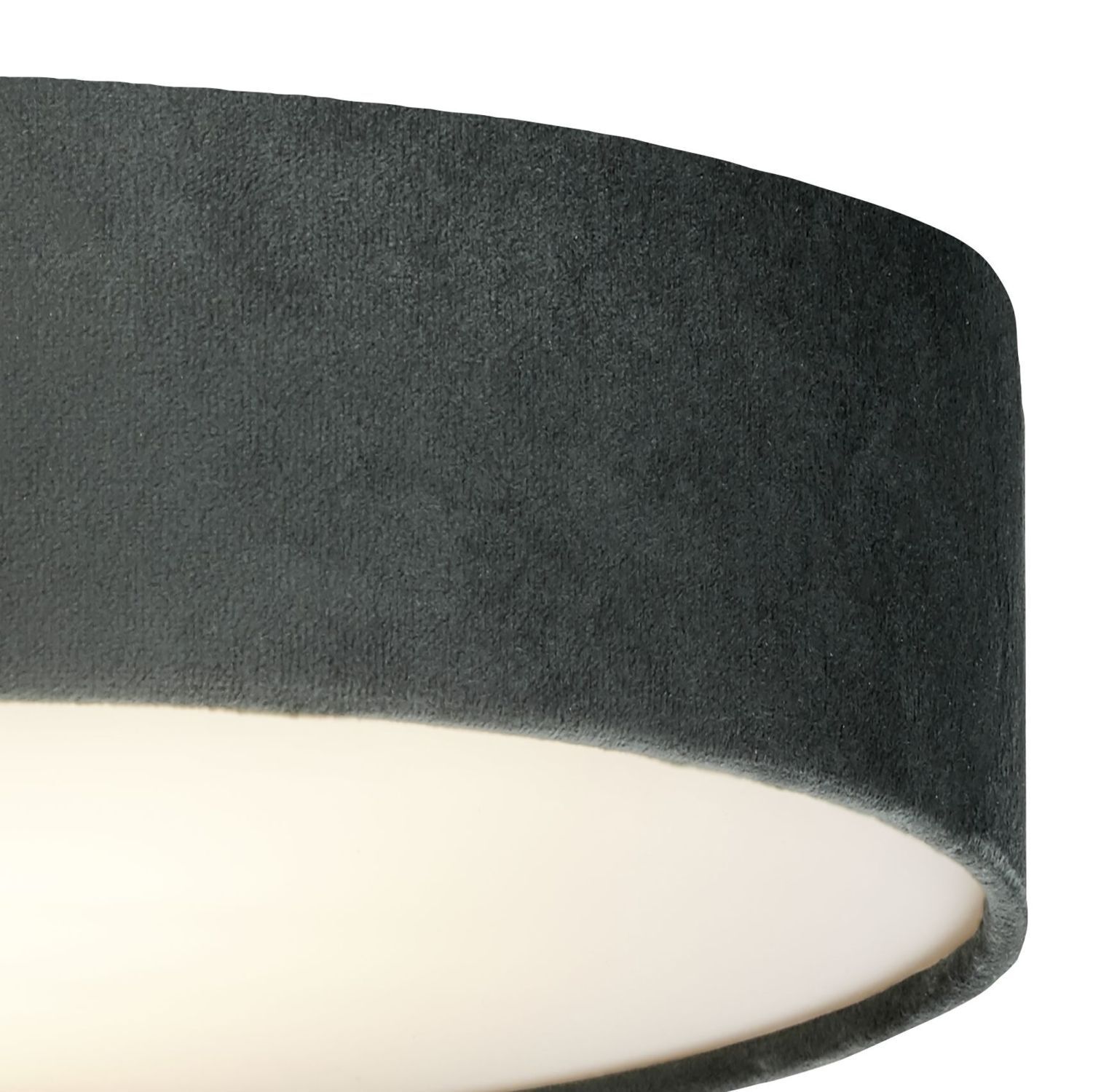 Deckenlampe Samt Schirm rund Ø 38 cm klein Grau 2x E27