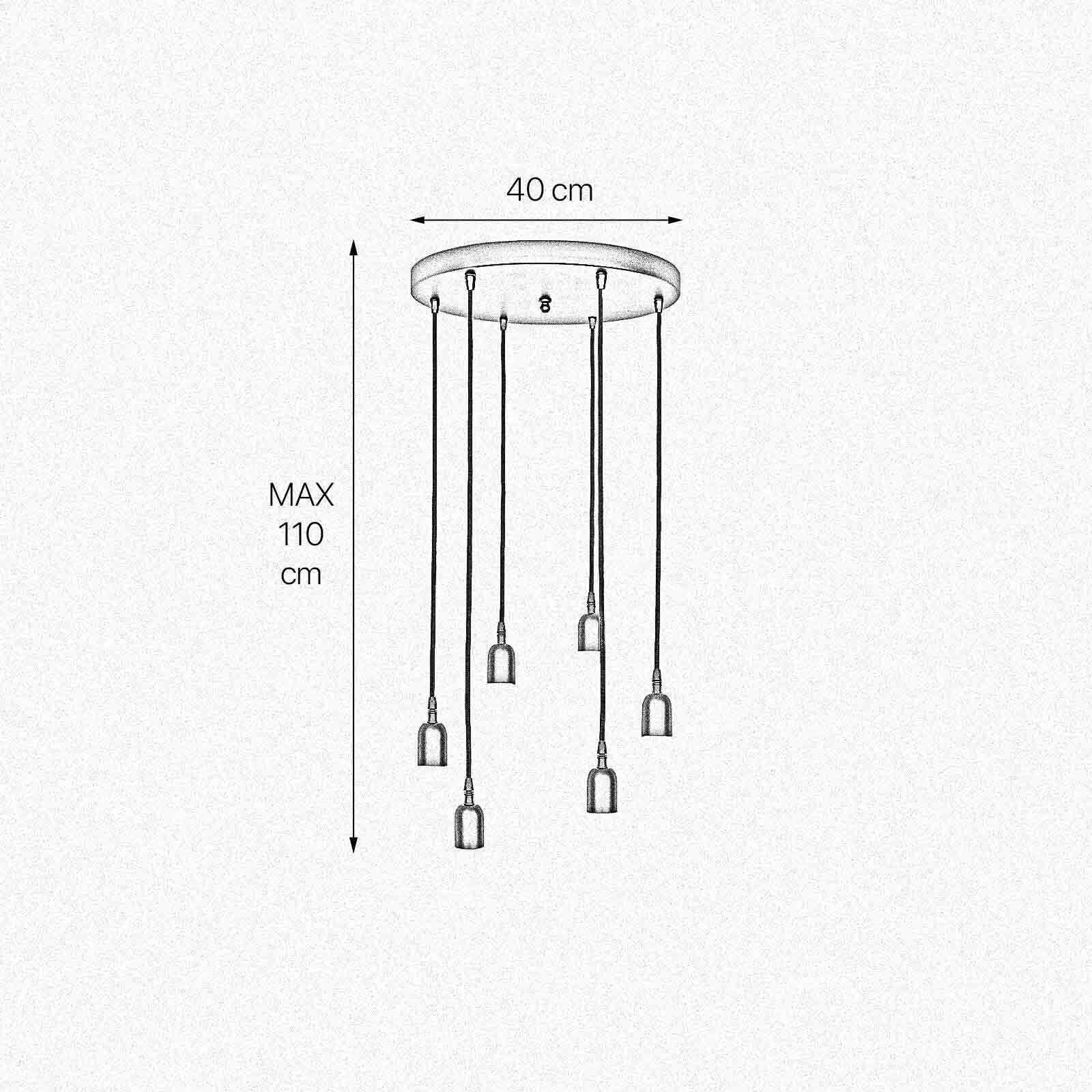 Pendelleuchte Messing Eisen Ø 40 cm 6-flammig E27 Schwarz