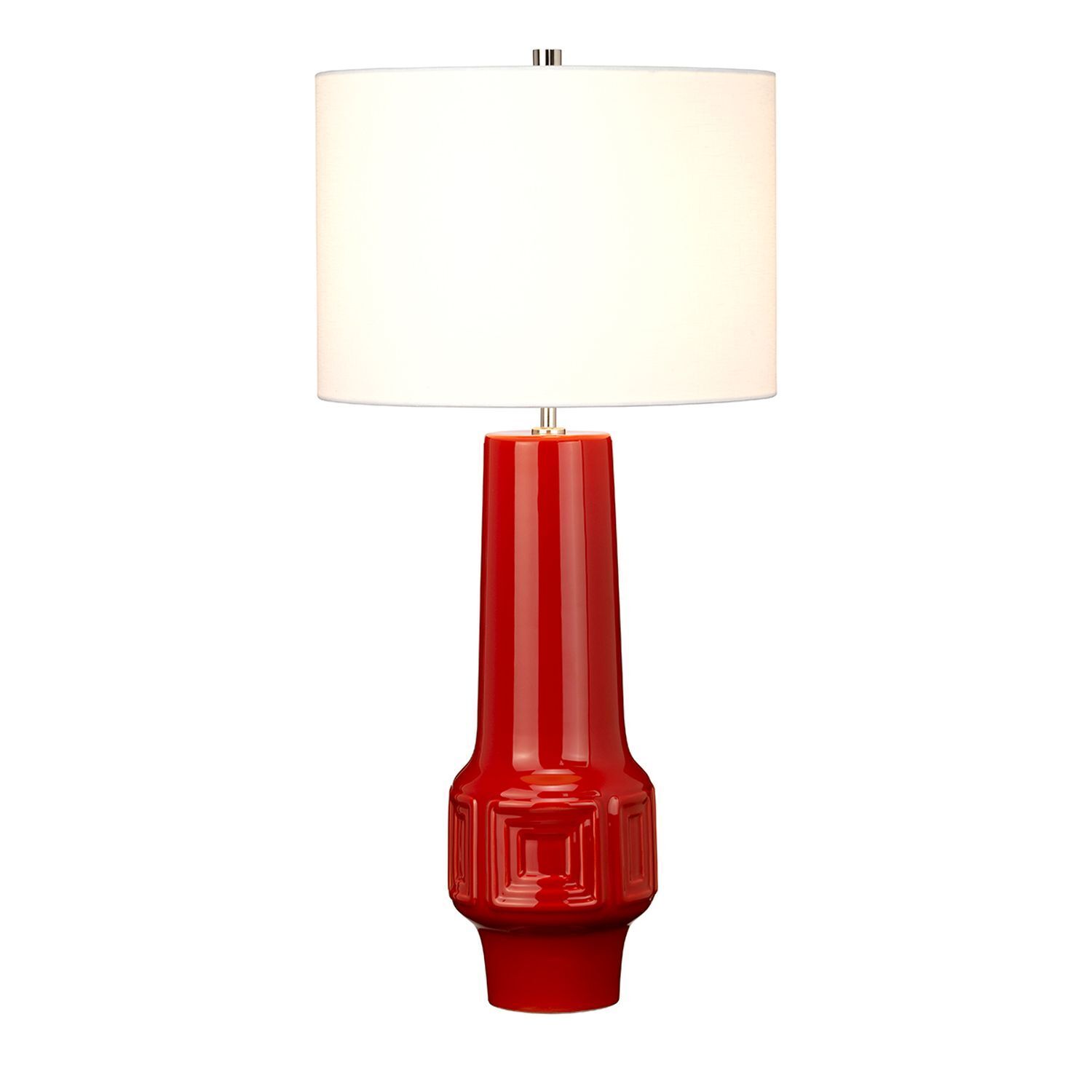 Tischlampe LENIO Keramik Rot Creme H:76cm Retro