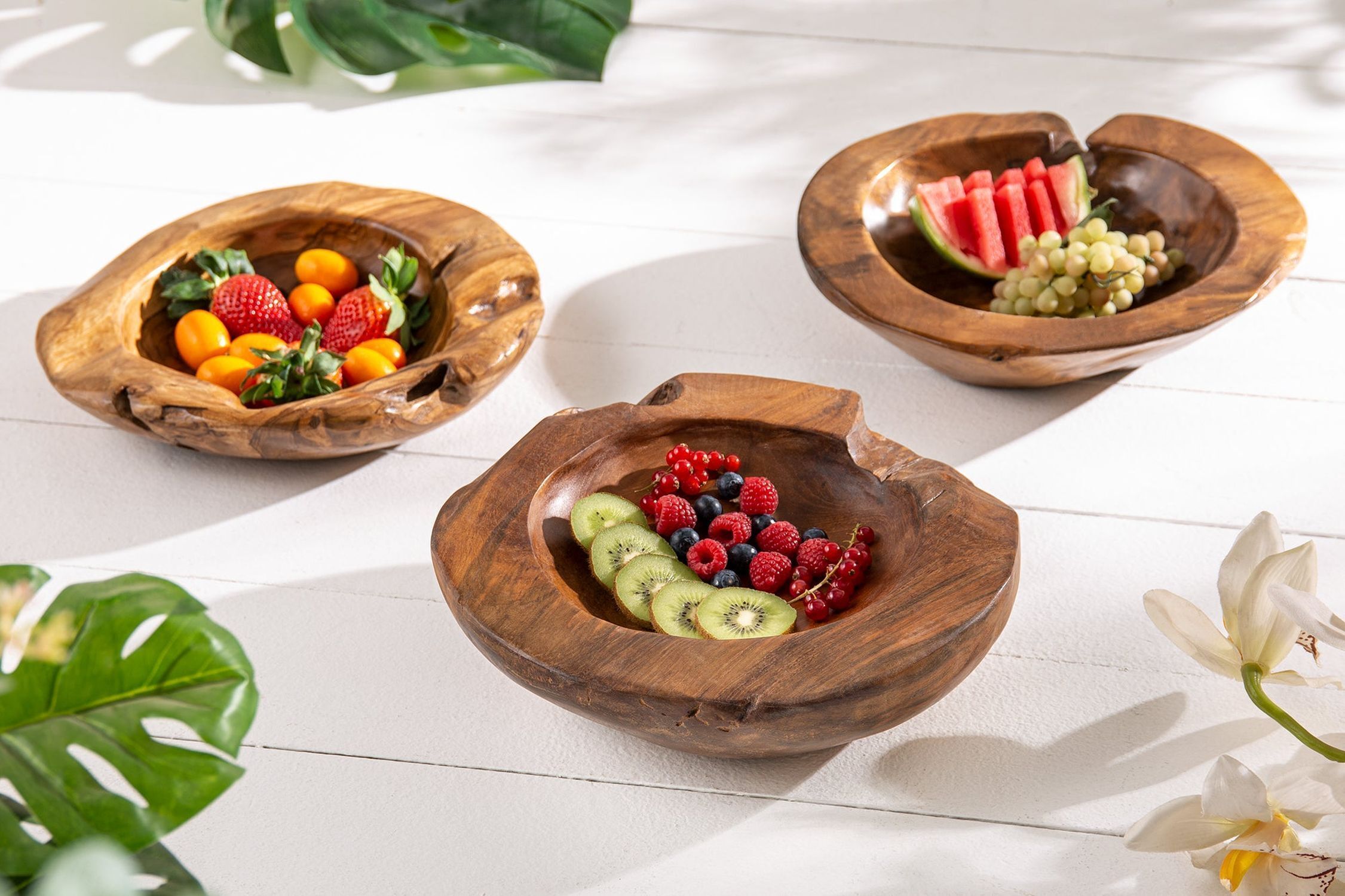 Dekoschale Teak Holz Unikat Handarbeit B: 30 cm Essen, Präsentation des Essens, Teller