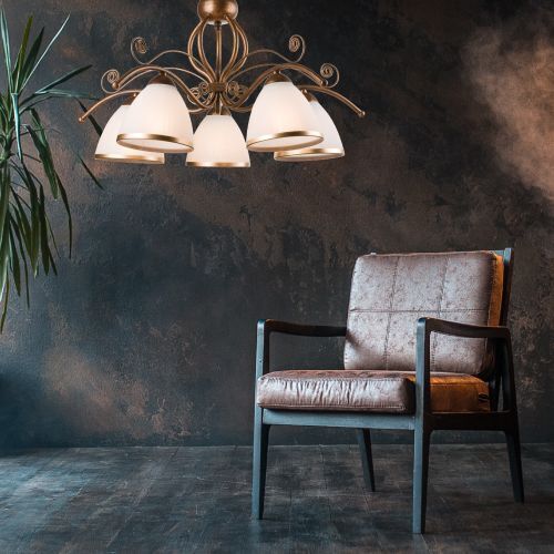 Hängeleuchte Shabby Braun antik Metall 5-flammig