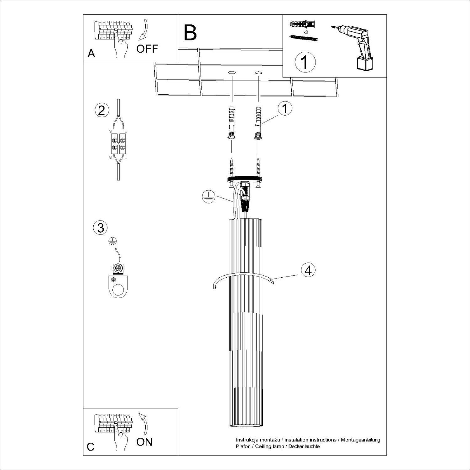 Deckenspot Weiß Ø 6,5 cm 60 cm hoch GU10 Aufputz Aluminium