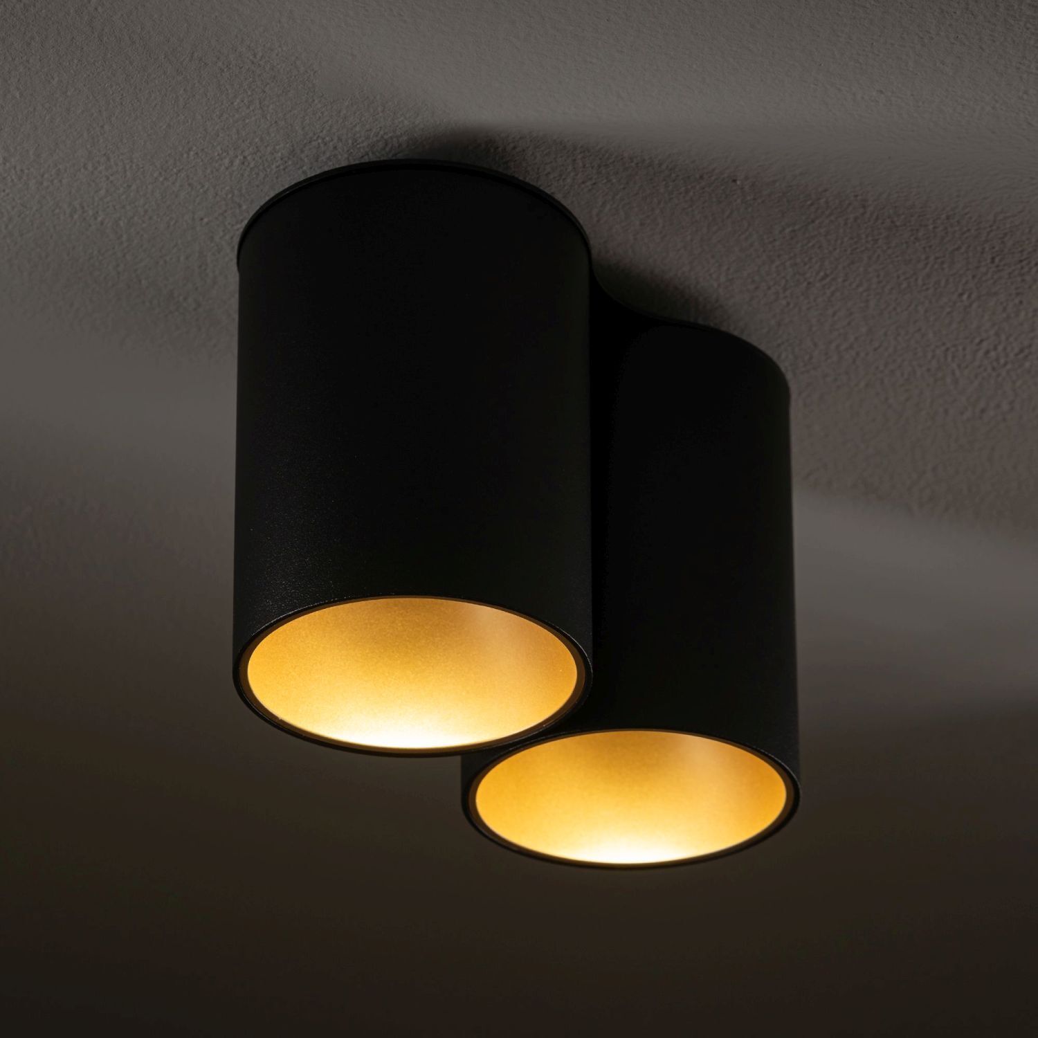 Deckenleuchte, Wandlampe, Doppelkopf, Metall, Schwarz