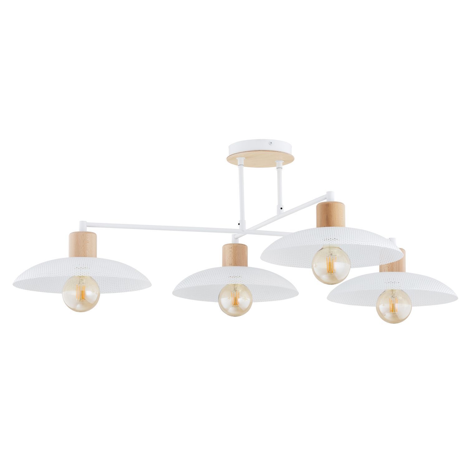 Deckenleuchte Weiß Holzoptik 100 cm groß Metall E27 4-flammig Leuchte, Deckenleuchte, Deckenventilator, Gerät, Elektrisches Gerät