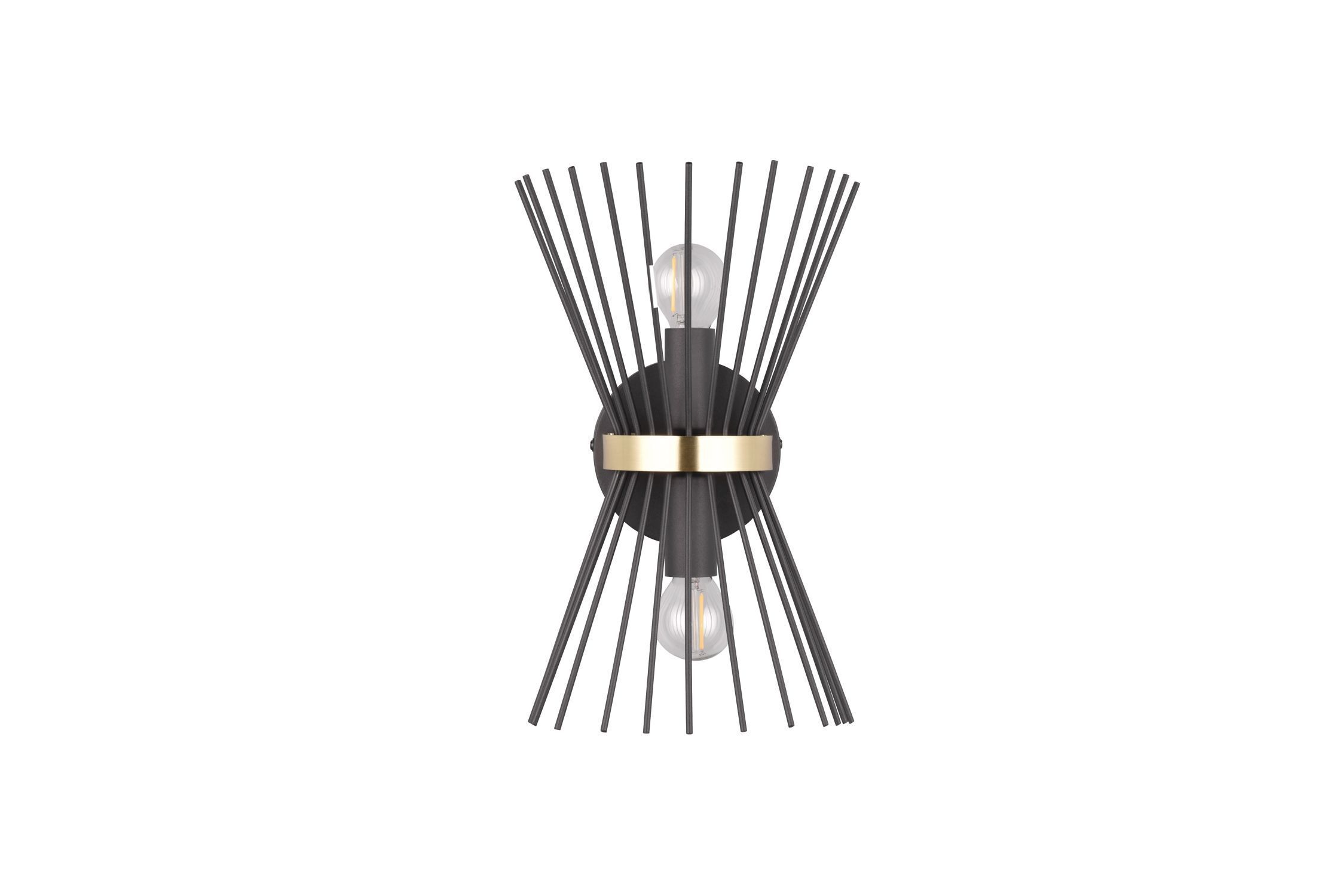 Dekorative Wandleuchte Schwarz Gold E27 H:31 cm 2-flmg Besteck, Kronleuchter, Lampe