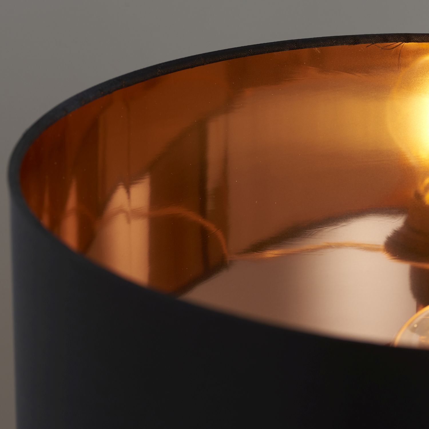 Tischlampe Glas Stoff 47 cm hoch in Kupfer Schwarz E27