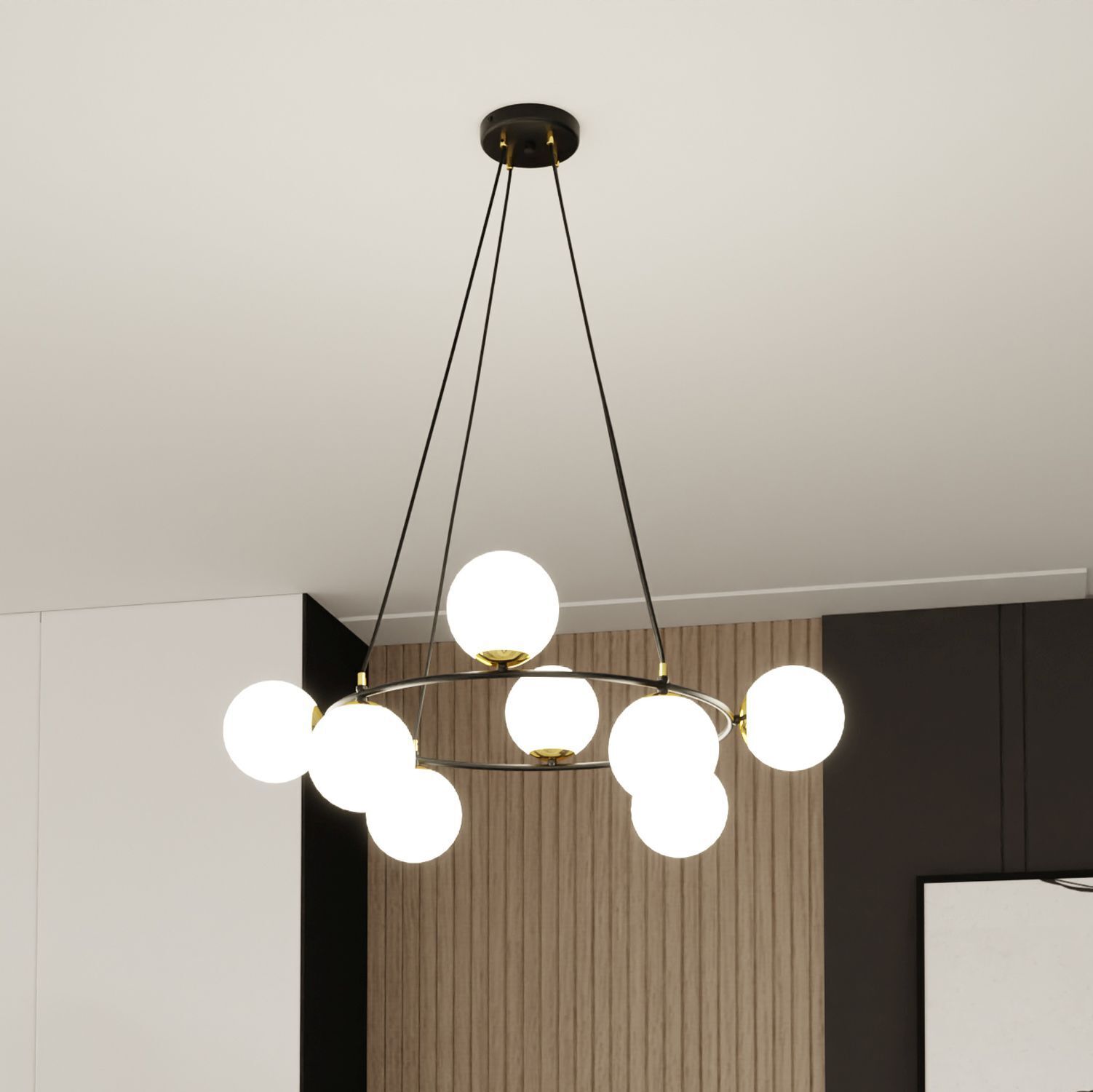 Pendelleuchte Glas Metall Ø 75 cm rund E14 7-flammig BRUNO