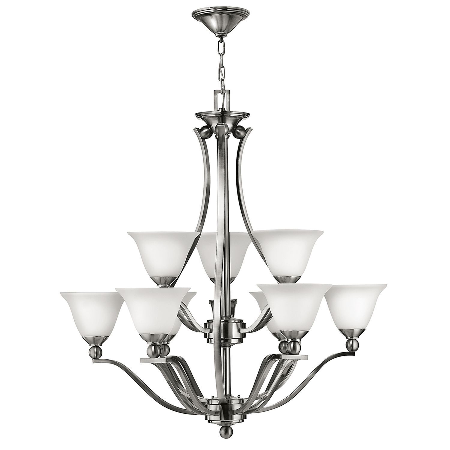 Design Kronleuchter mit Schirm in Nickel Weiß Ø89cm Leuchter, Lampe