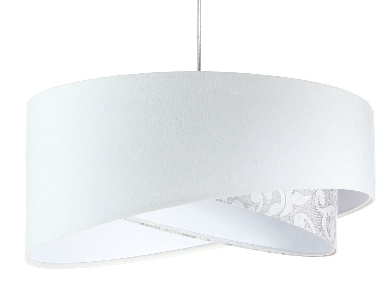 Pendelleuchte rund D: 50 cm E27 Weiß Grau Stoffschirm Lampe