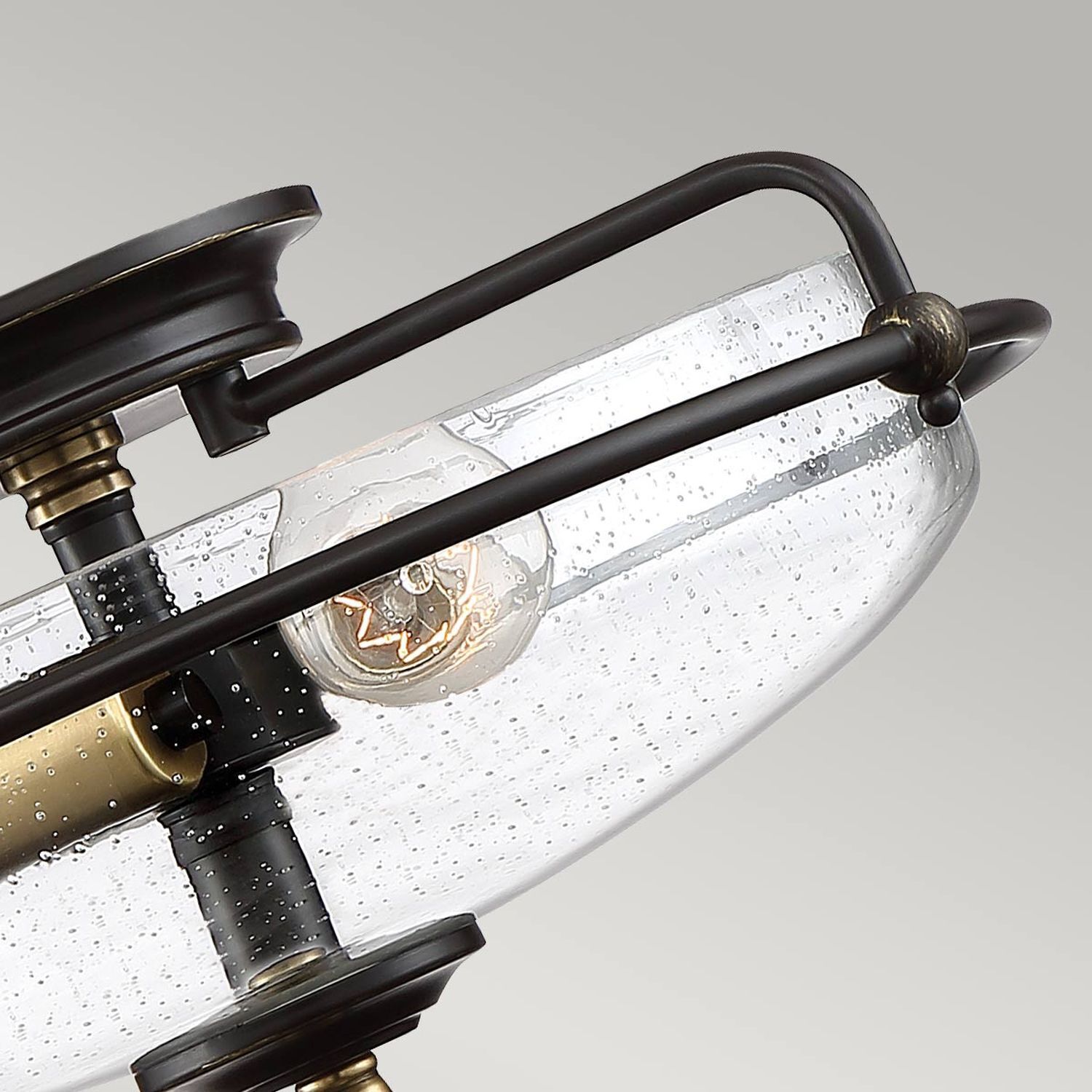 Deckenlampe Glas Metall E27 rund Ø 42,2 cm 3-flammig Deckenleuchte, Leuchte, Beleuchtung, Lampe