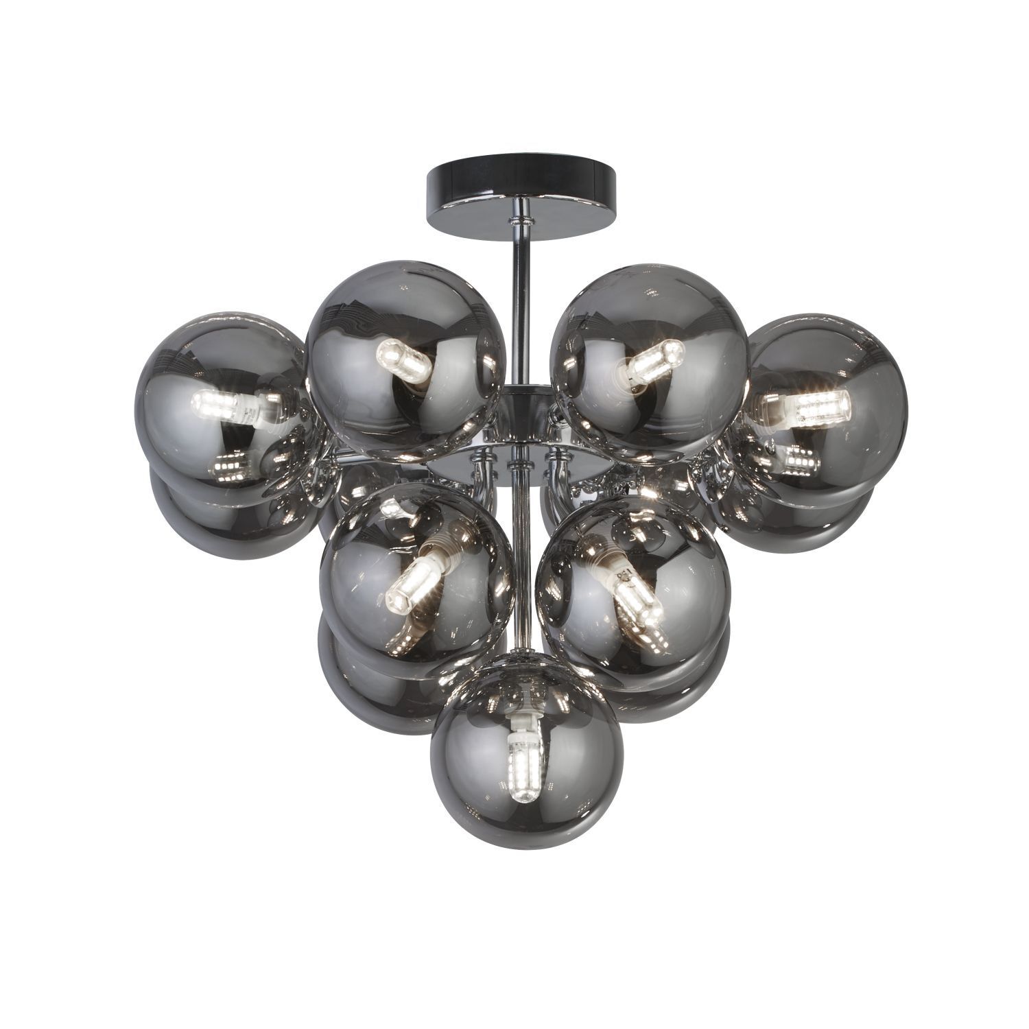 Deckenlampe Rauchglas Ø 41 cm 13x G9 Grau Chrom CARTER