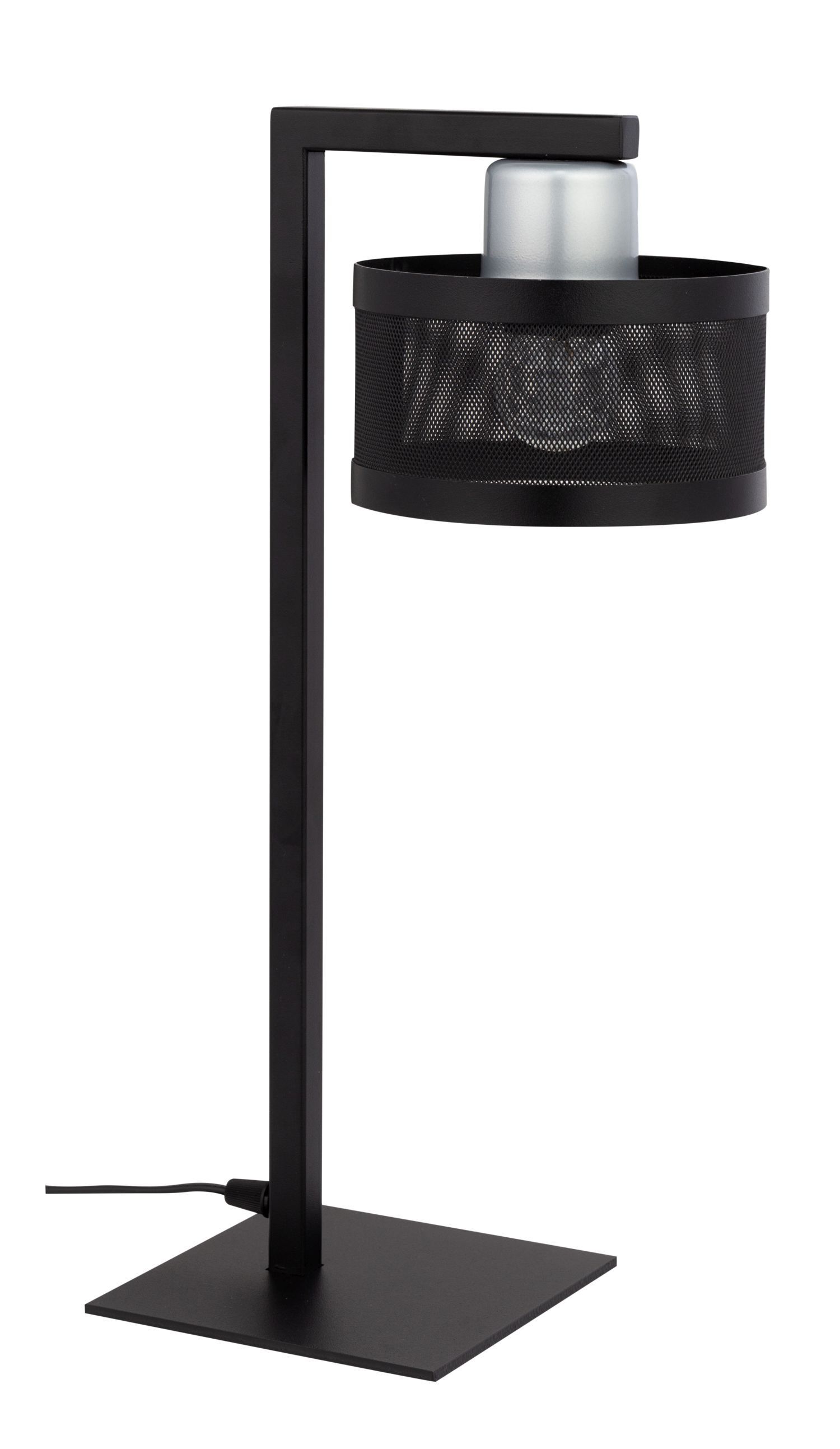 Tischlampe Metall Schwarz Silber Lesen 45 cm stylisch