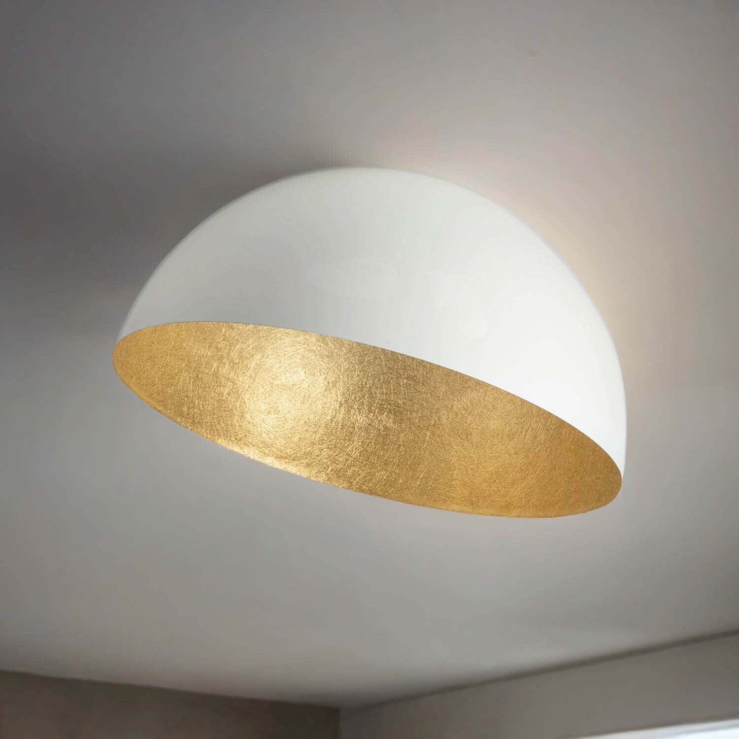 Metall Deckenleuchte Gold Weiß rund Ø70 cm E27 stylisch