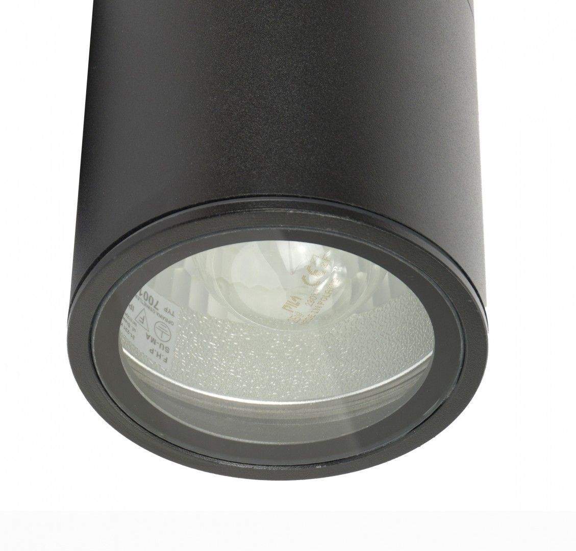 Schwarze Außenlampe Decke IP54 Zylinder H:17cm E27