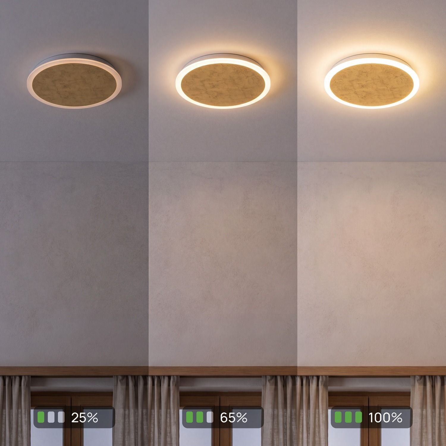 LED Deckenleuchte Gold Ø50 cm 3500 K 3 Stufen dimmbar deckenleuchte, rundlampe, LED, zimmerbeleuchtung, deckenzone