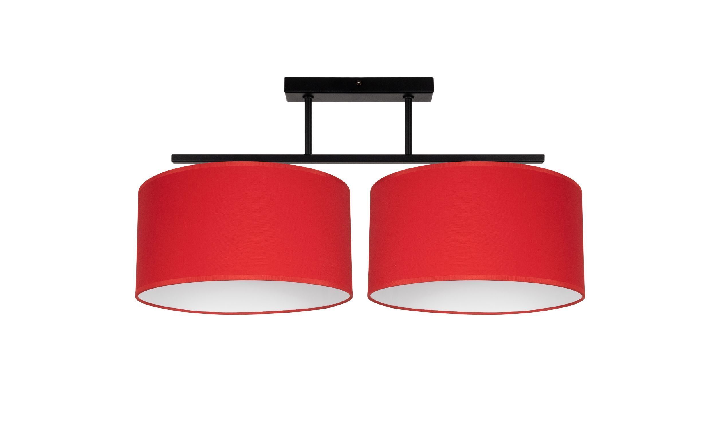 Deckenleuchte Stoff blendarm Schwarz Rot Weiß E27 70 cm Lampe