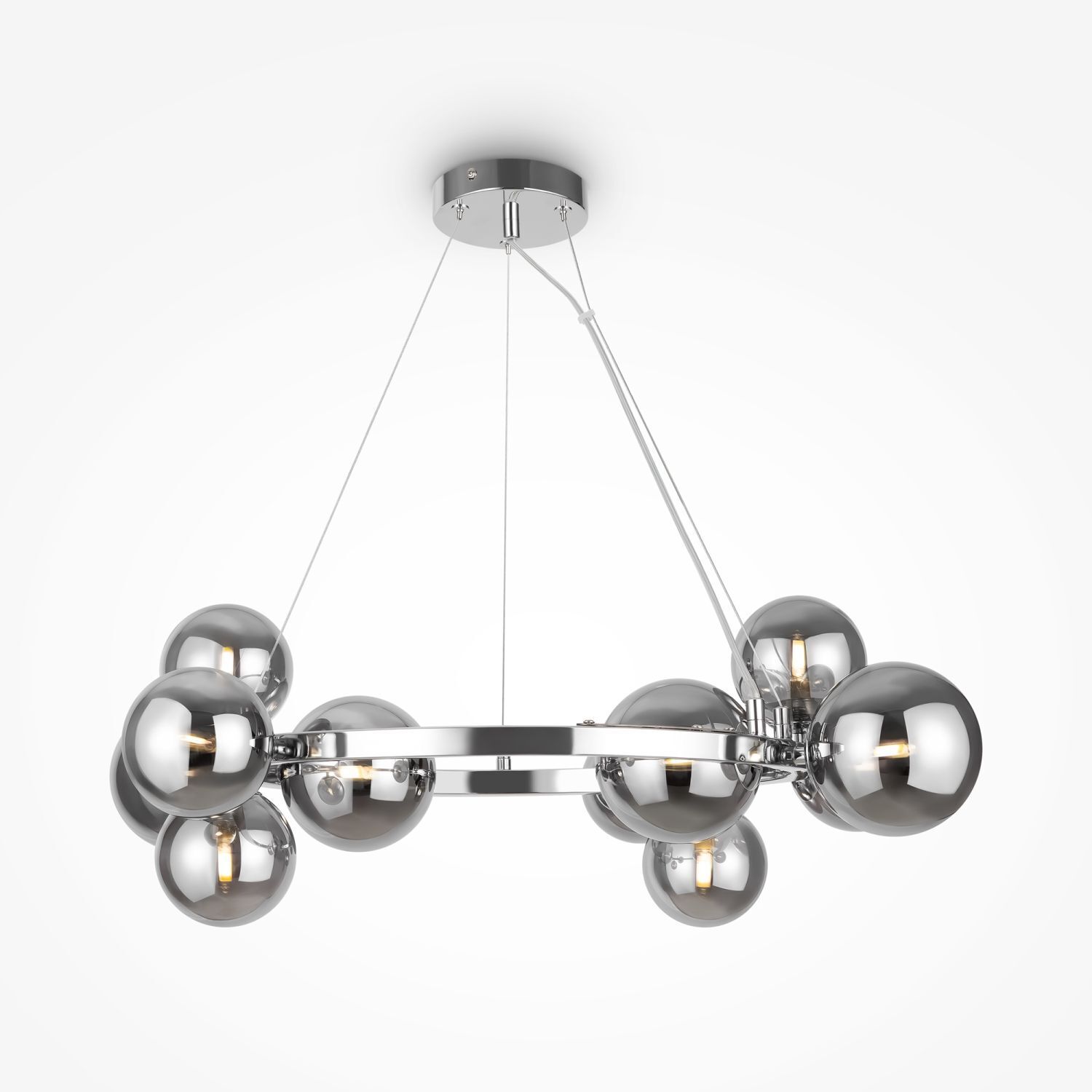 Pendelleuchte Metall Rauchglas G9 B: 67 cm Kugelschirm