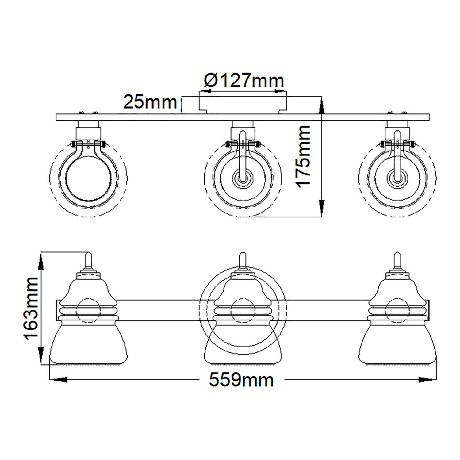 Badezimmerlampe Spiegel Metall Glas 55,9 cm breit IP44 G9 LED