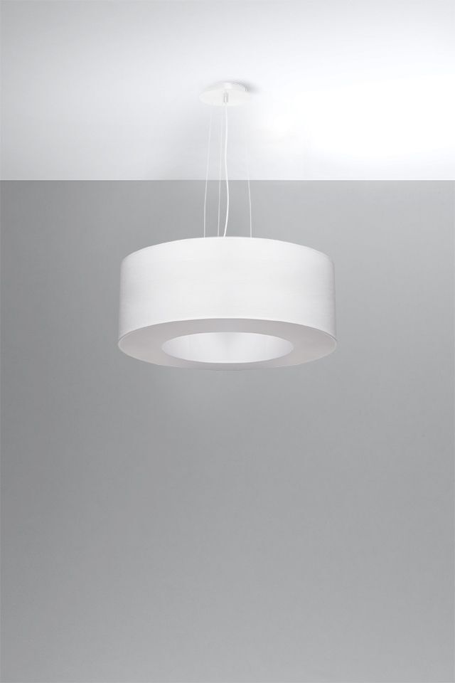 Pendelleuchte Weiß Stoff Modern rund Ø 50 cm 5x E27
