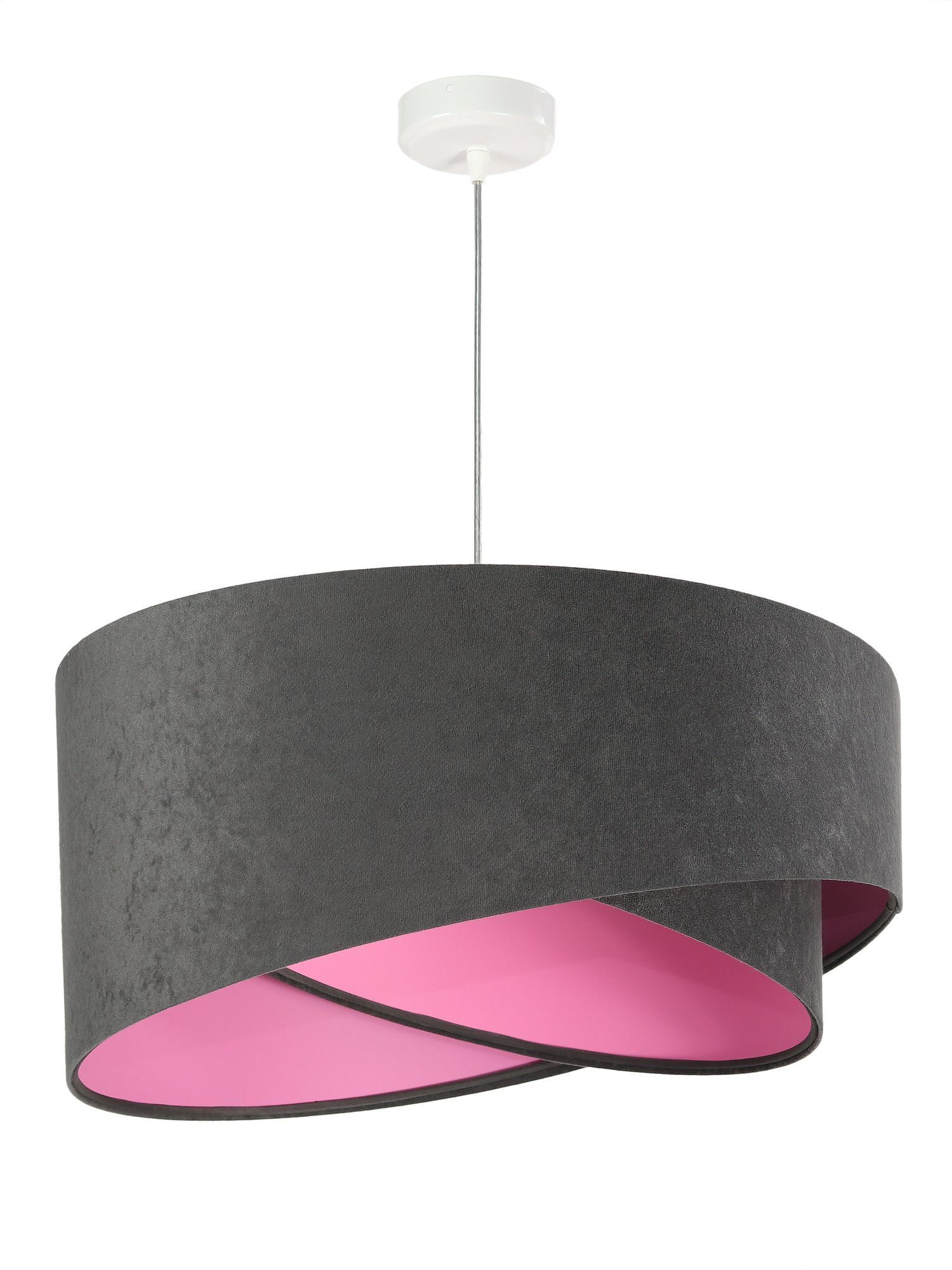 Stoff Pendelleuchte BRANDO Grau Rosa Ø50cm