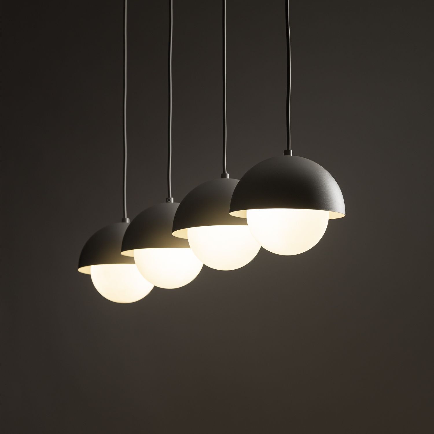Hängeleuchte länglich 80cm Beige Weiß 4-flammig G9 Glas Metall