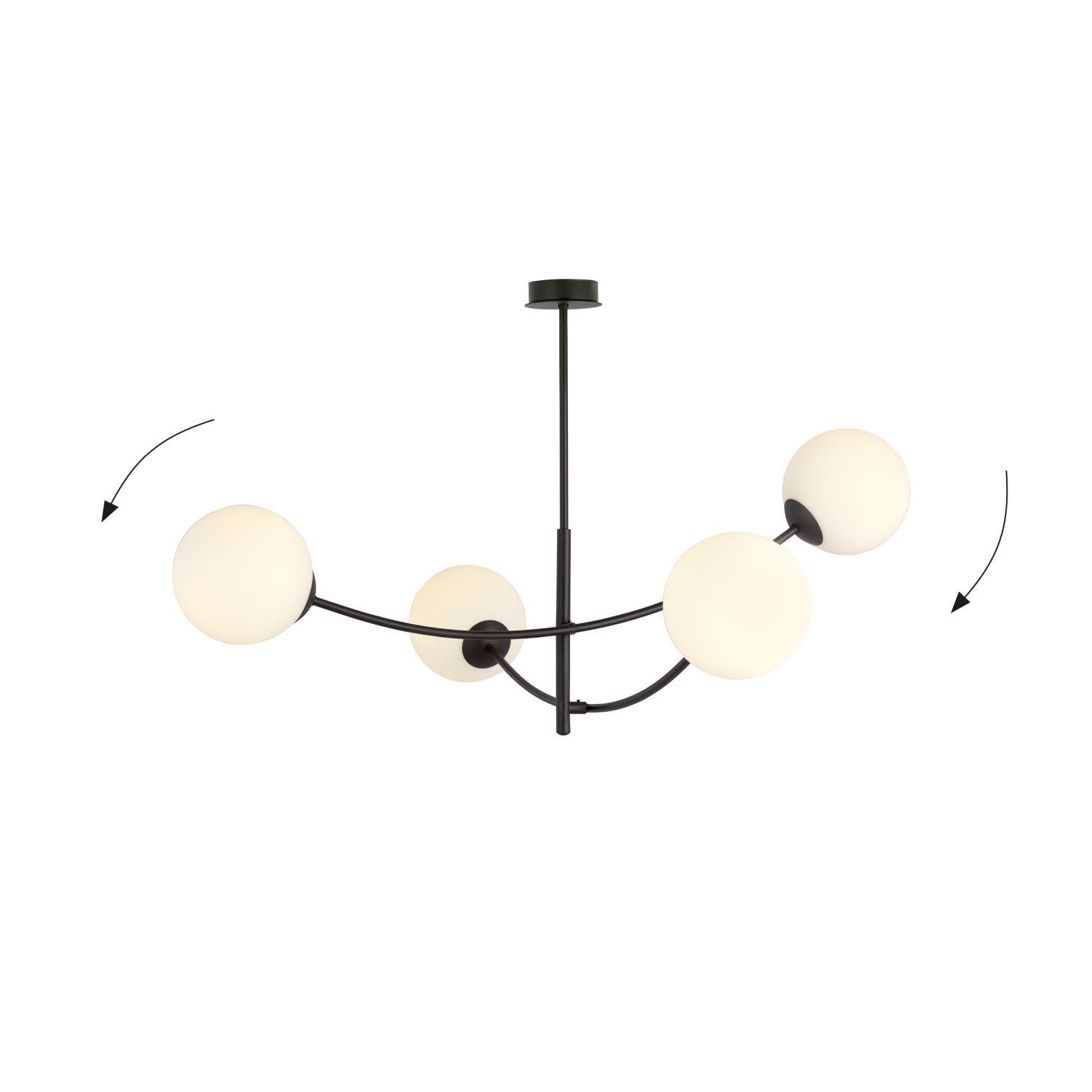 Deckenlampe Schwarz Weiß L: 89 cm schwenkbar E14 4-flammig