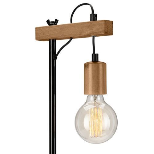 Schwarze Tischleuchte Holz 56cm vielseitig AMIDA