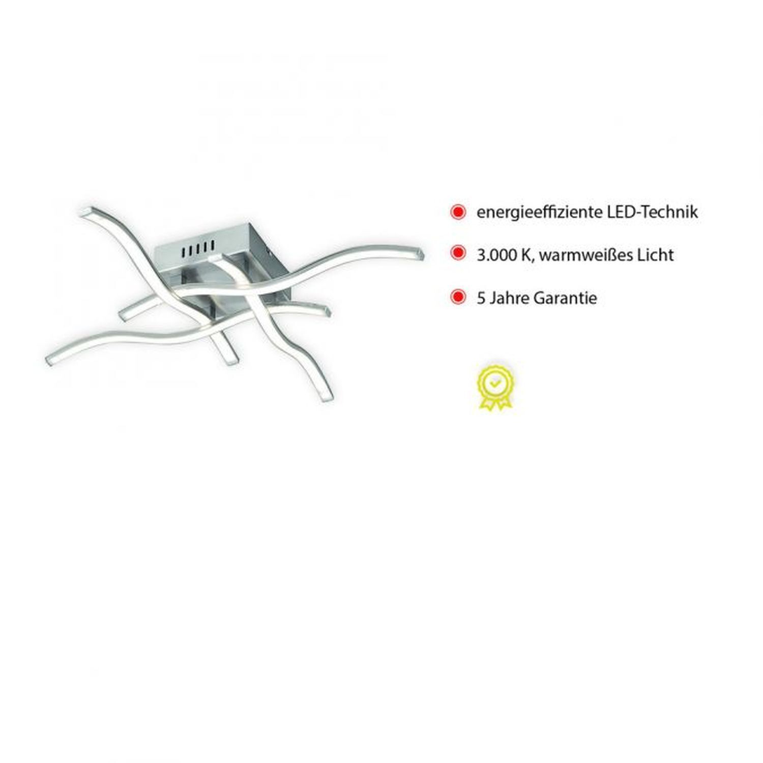 LED Deckenleuchte Wellen Metall in Stahl B:55 cm 3000 K