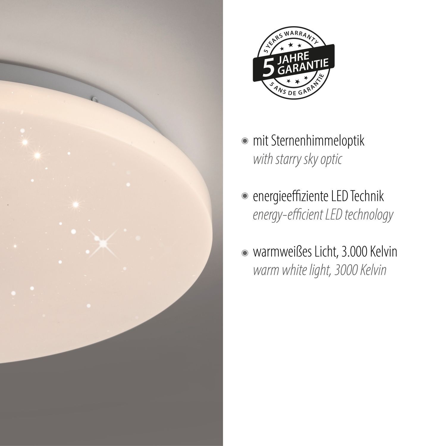 LED Deckenlampe Sternenhimmel Ø34 cm 3000 K warmweiß Deckenleuchte